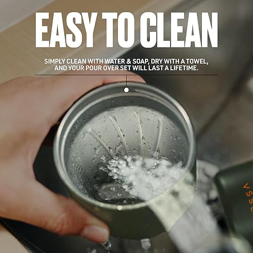 Miniatura 8 de VSSL Nest Pour Over - Juego de café, transportable y compacto, con taza de doble pared de 10 onzas, musgo profundo