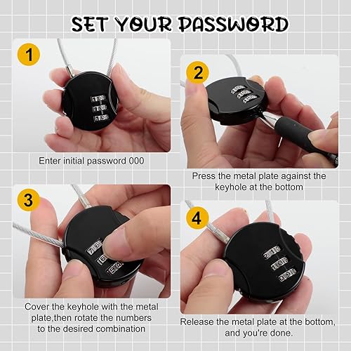 Miniatura 5 de 6 cerraduras de combinación de dígitos, mini candado impermeable para exteriores, para equipaje, mochila, casillero de gimnasio, caja de