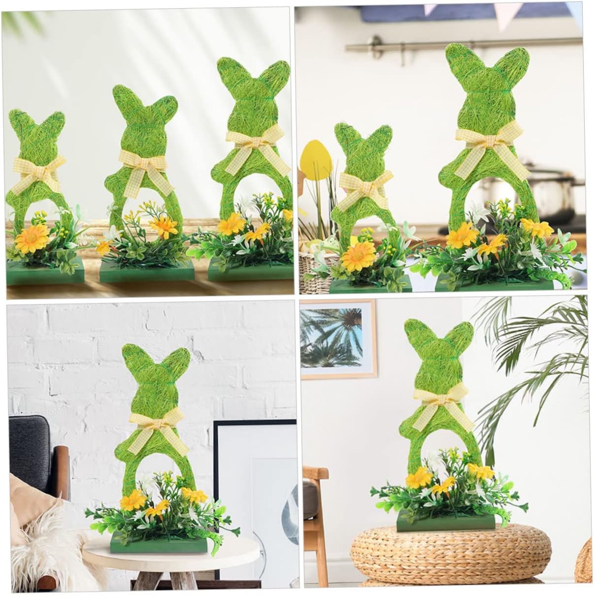 3Pcs Easter Bunny Wooden Tabletop Decor Spring Home Decoration Cute Bunny Figurines for Easter Parties Farmhouse Style Craftsmanship for Festive Atmosphere