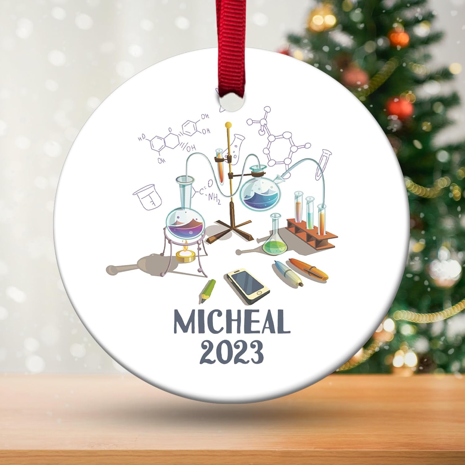 Personalized Science STEM Biology Chemistry Ornament