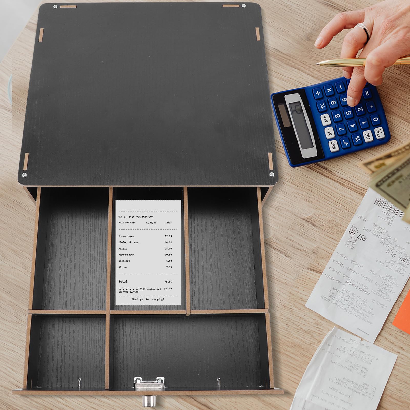 PRETYZOOM Caja Organizadora para Billetes y Monedas con Cinco Compartimentos Diseño Práctico y Estructura Razonable para Supermercados Tiendas y Mostradores Almacenamiento Monedas Variadas