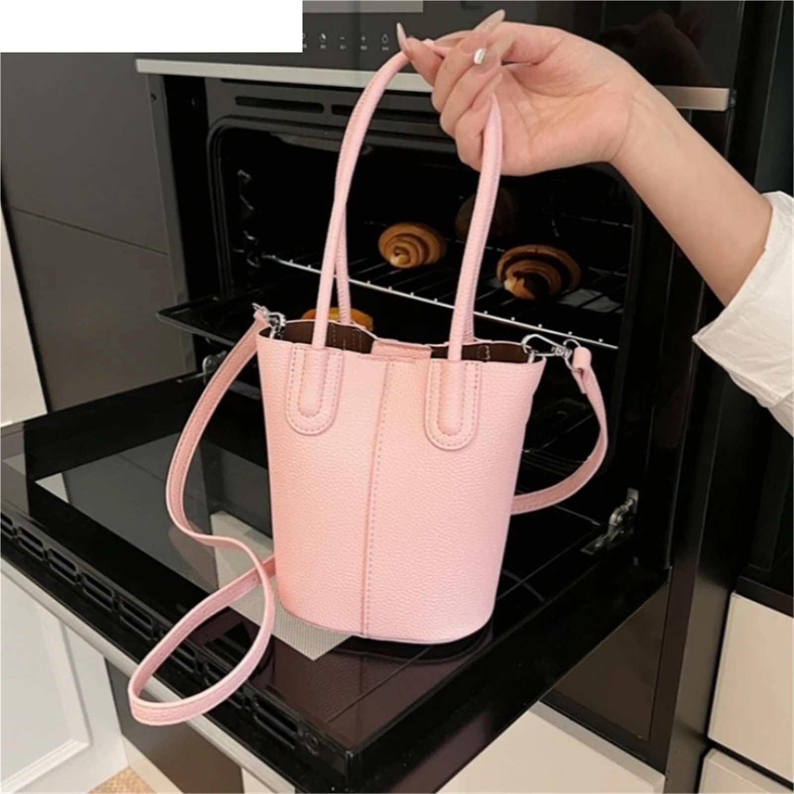 Conjunto de bolso bandolera estilo cubo vertical for mujer, color puro, verano lujo Para Viajes Compras Trabajo Citas