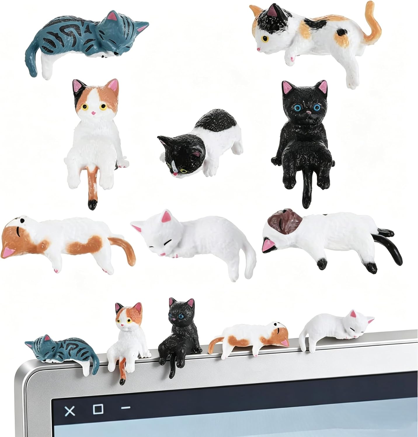 10Pcs Cat Office Supplies,Cats Desk Accessories Cute Resin Mini Desk Figurines For Monitor, Car Dashboard Desk-Decor,Office Desk Computer Monitor Decor For Cats Lovers (8pcs Cat Office Supplies)