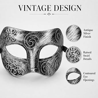 LUOEM Masquerade Mask for Men, Vintage Venetian Half Face Mask
