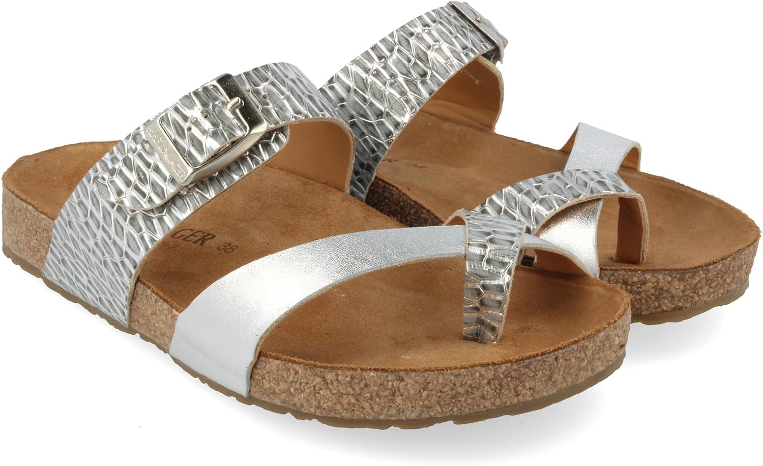 HAFLINGER Juno elegant leather Sandals with rubber sole and cork latex footbed unisex