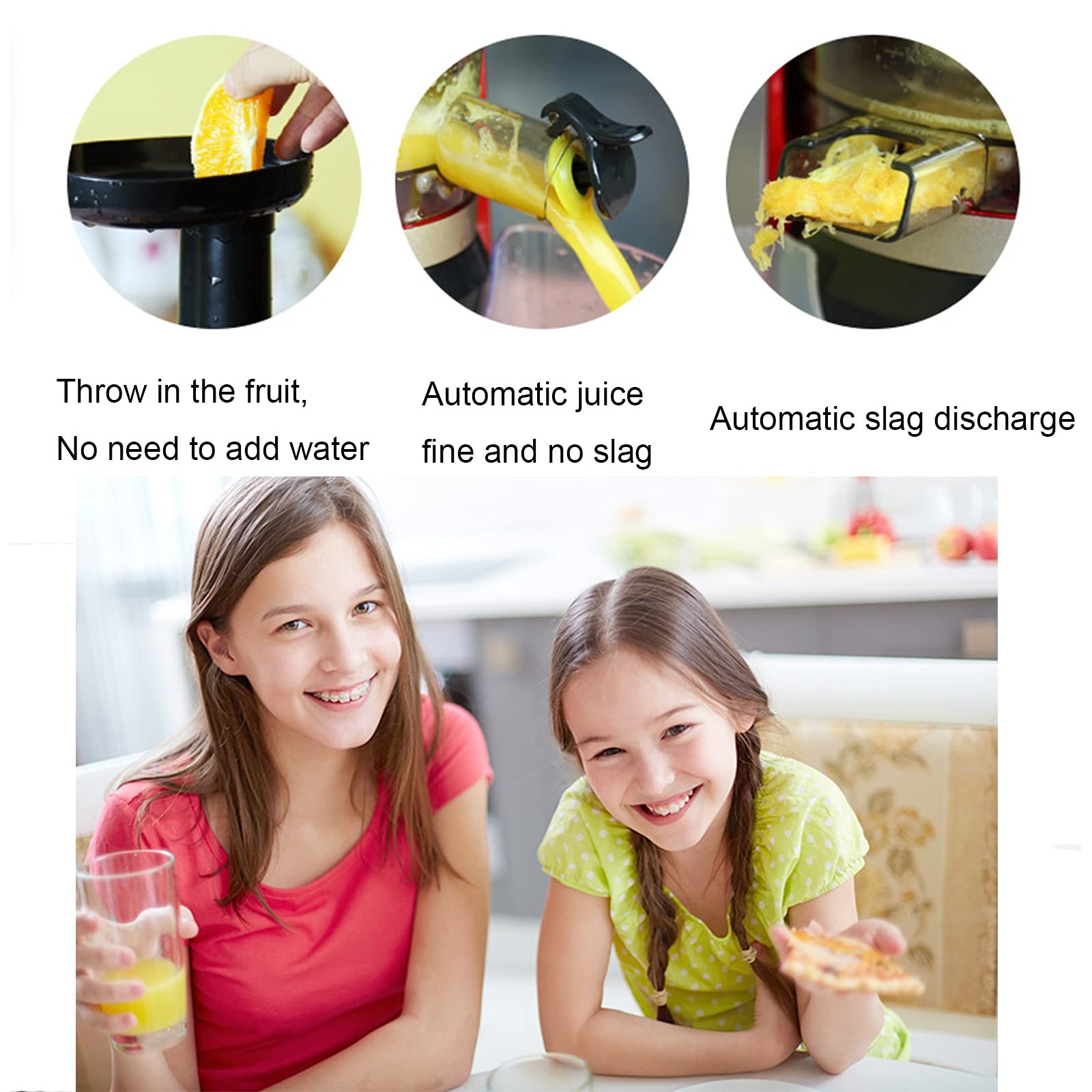 Slow Juicer Masticating Cold Pressed Juicer Machines Vegetable and Fruit, Electric Juicer Machines Easy to Clean, Quiet Motor & Reverse Function