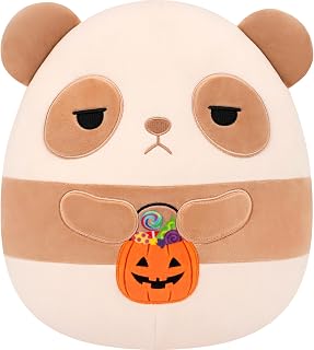 Squishmallows Original 12in Guerra the Brown Panda Holding Candy Pail – Official Jazwares Halloween Plush (Medium-Sized)