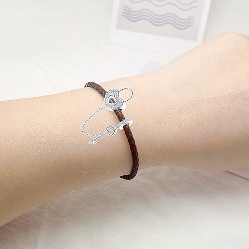 Miniatura 5 de Key To My Heart Lock - Abalorio colgante de circonita cúbica para pulsera Pandora, regalo para mamá, Cobre, Base