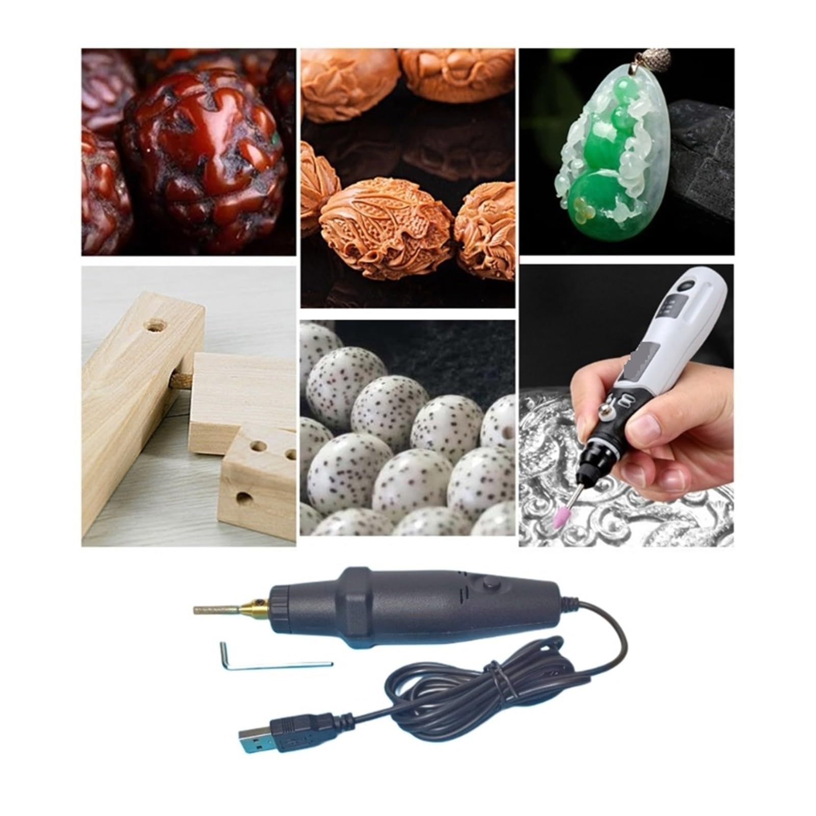 Polerka Jadeitowa Elektryczna Szlifierka Do Biżuterii Manicure Elektronarzędzie USB Rzeźba Maszyna Polerowania Gipsu Akcesoria Jubilerskie Intuicyjne, Proste Sterowanie