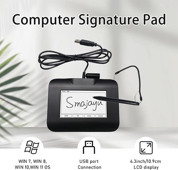 FP430S Electronic Signature Pad USB Signature Capture Pads for Computer Laptop with Windows 7,8,10,11,Signature Stylus Included,4.3inch LCD Color Display with LCD Backlits