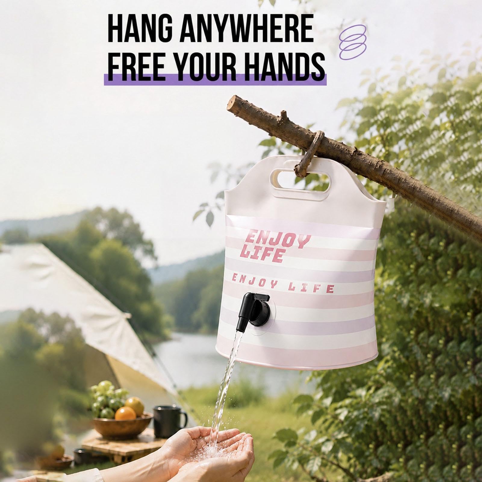 Bolsas de agua de 10 L a prueba de fugas para almacenamiento al aire libre con grifo, ideal para senderismo, pesca, canotaje, viajes, deportes de coche y mochileros