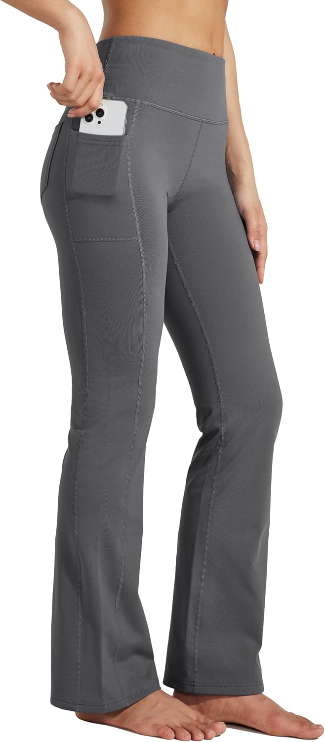 Willit Women's Fleece Lined Pants Yoga Bootcut Thermal Winter Pants High Waisted Flare Leggings Water Resistant