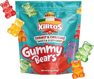 Mexican Candy Gummy Bear Chamoy Candy Gummies, Spicy, Sweet & Zesty Gummy Bear Fruit Snacks with Chamoy Chili Lime, Unique Mexican Snack for Spicy Sweets Lovers, Gluten-Free, Xilitos by Cosmic Freeze