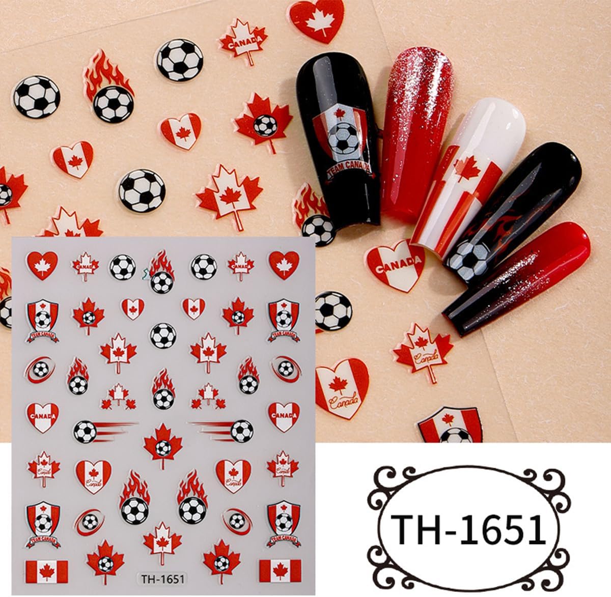 12 Sheets Soccer Nail Stickers, Self-Adhesive Soccer Ball & National Flag Nail Art Decals, Sports Theme Nail Decorations for Fans, DIY Manicure Stickers for Women & Girls