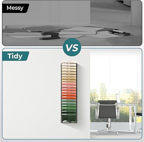 Vista 33 de SUPEASY Organizador de archivos de pared de 4 niveles, soporte de malla para correo de oficina, organizador de pared colgante para revistas