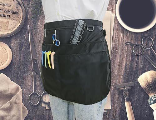 Miniatura 3 de Delantal de peluquero con 7 bolsillos, impermeable y a prueba de blanqueamiento para hombres y mujeres, delantal de peluquería para cosmetología