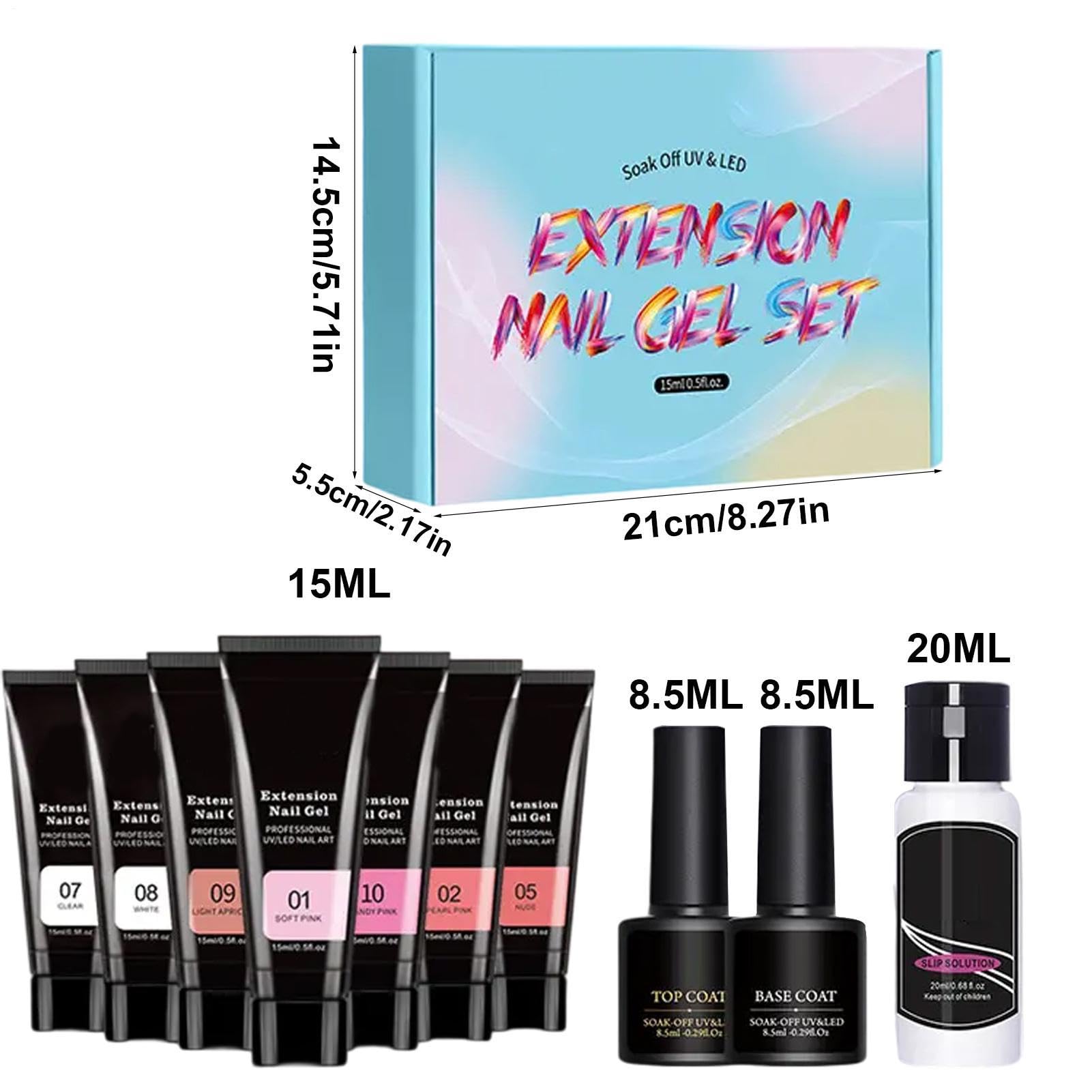 Kit per gel di prolunga Poly, kit gel di poli per principianti Kit per | Nude 7 Colours Soluzione ispessimento del costruttore di arte del piede per donne e princip