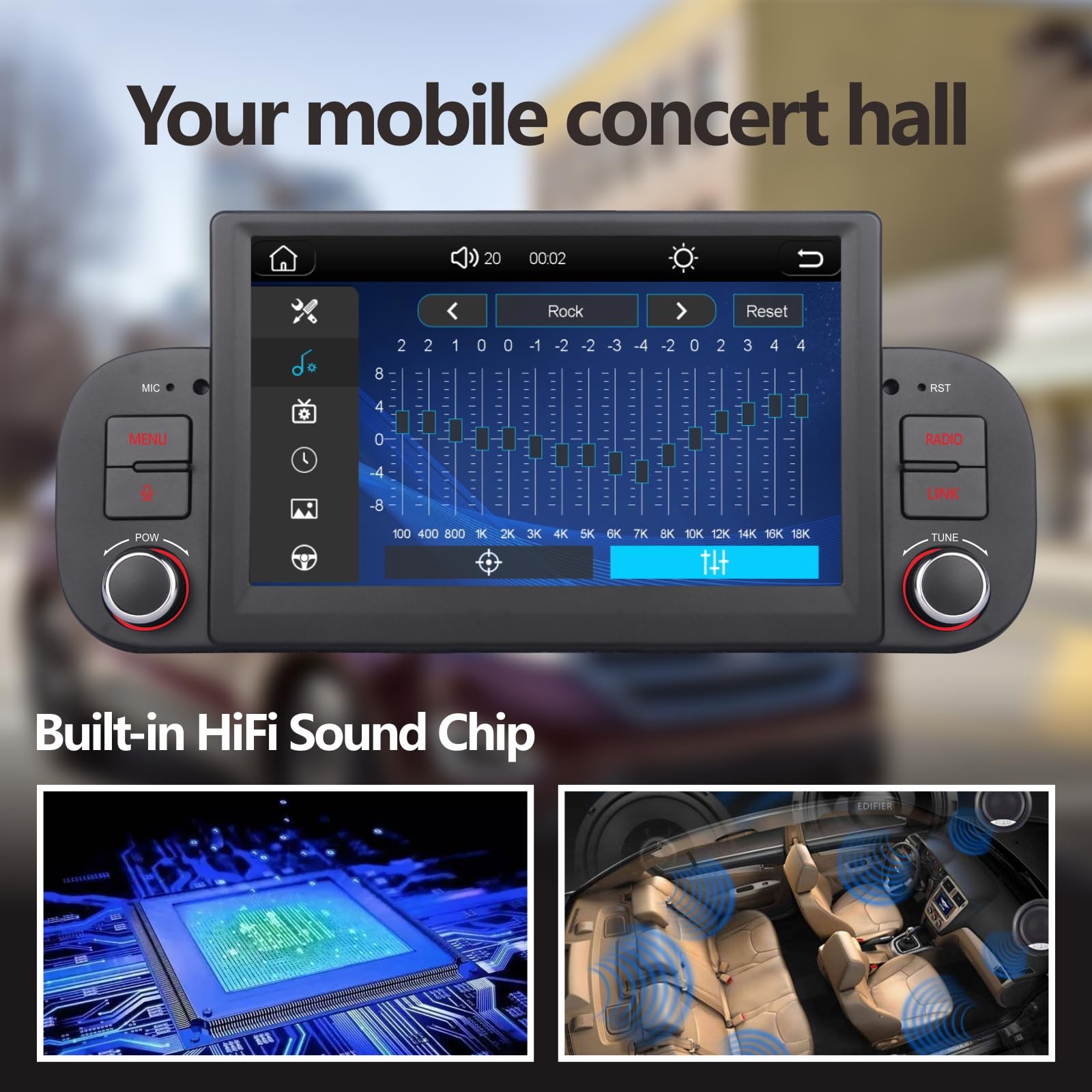 Autoradio compatibile con CarPlay wireless/Android Auto per Fiat Panda 2013-2020 con Alta potenza di uscita touch screen IPS/Bluetooth/Mirror Link/FM/AM/USB