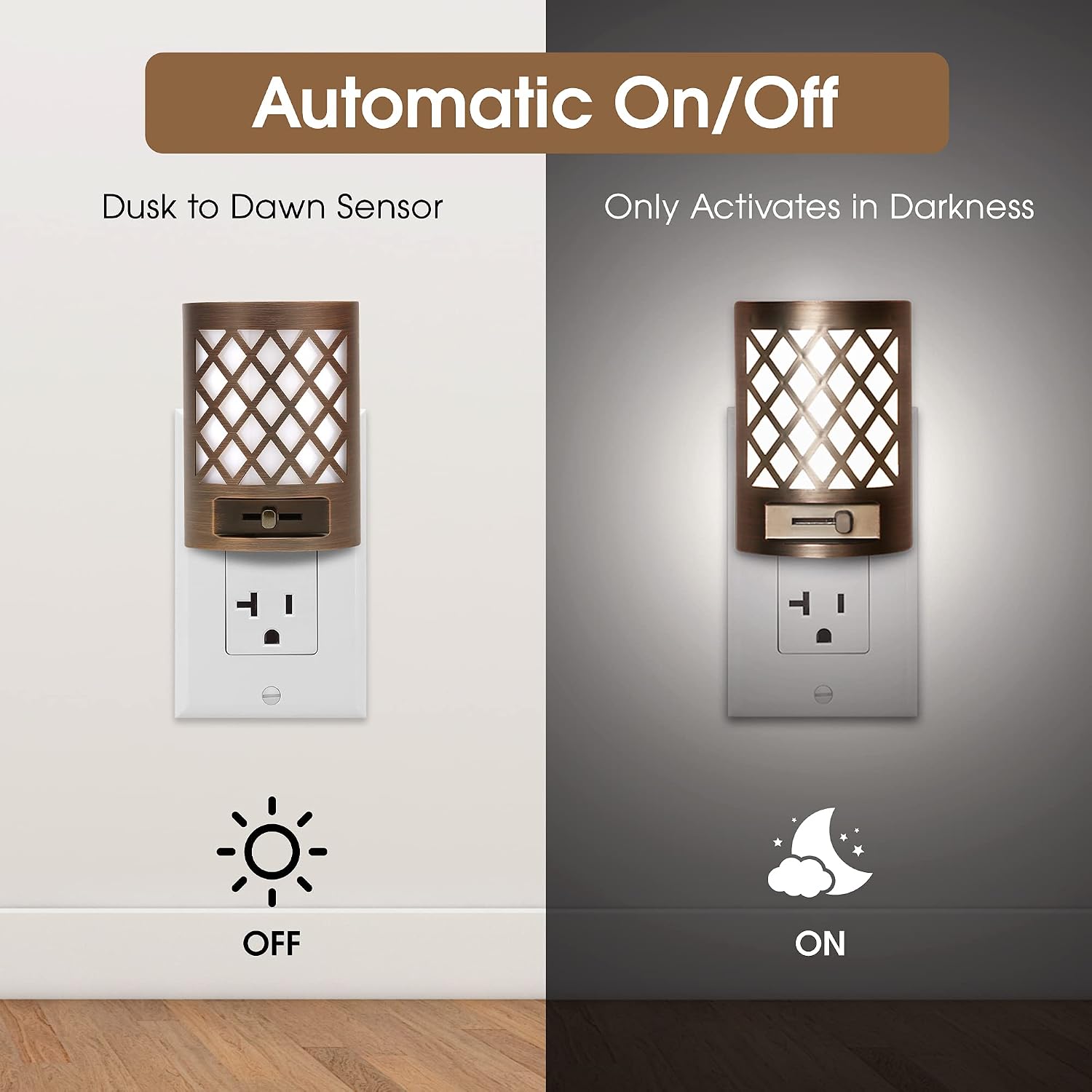 DORESshop LED Plug in Night Light [2 Pack], Night Lights Plug Into Wall, Dusk to Dawn Sensor Night Light, Decorative Night Lights, Adjustable Brightness for Bedroom, Hallway, Stairway, Daylight White
