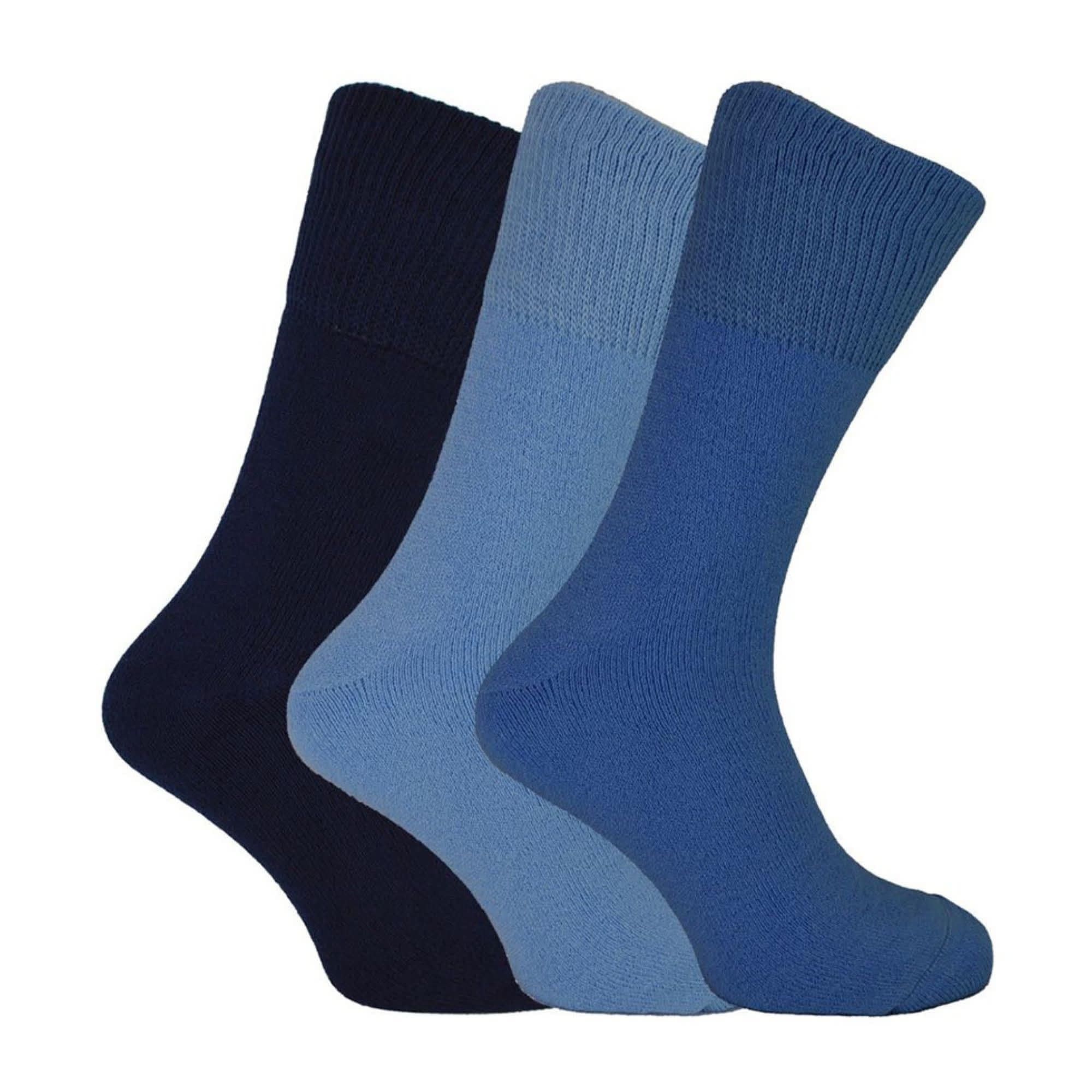 3 pairs Bamboo Thermal Socks for Winter | THMO | Mens & Ladies Sizes | Warm Thick Bamboo Socks (12-14, Blue)