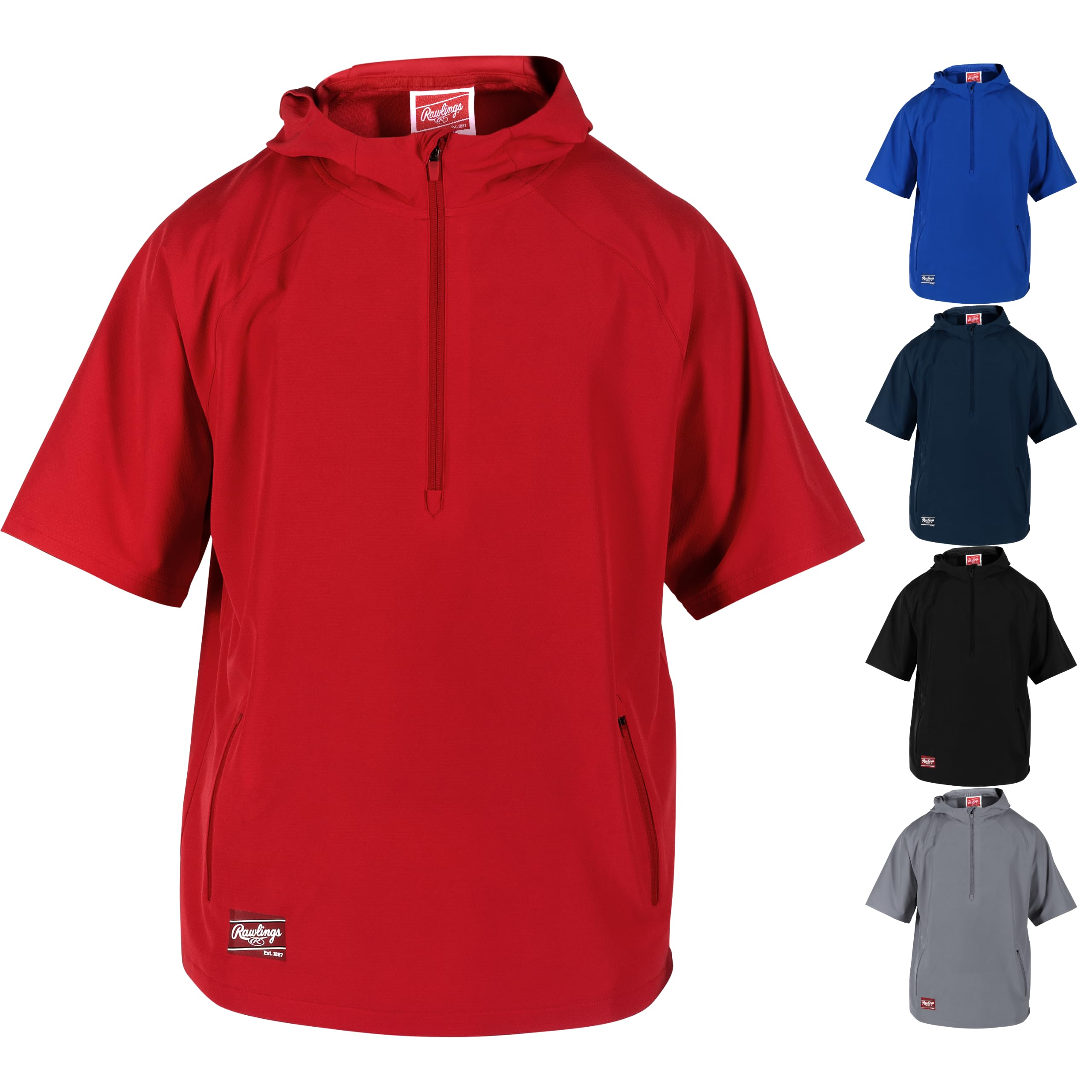 Rawlings Mens Rawlings | Colorsync Short Sleeve Hooded Cage Jacket | Adult Sizes | Multiple Colors