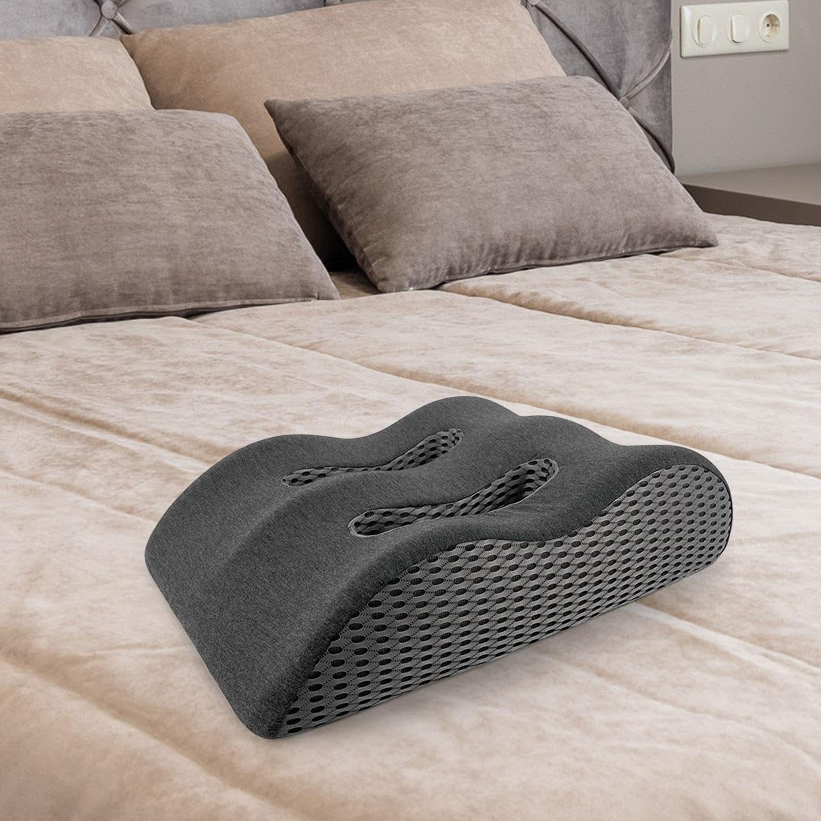 Almohada de Apoyo para Las piernas Cómoda Almohada elevada para Descansar Las piernas Espuma viscoelástica para Leer en la Cadera, Gris Oscuro