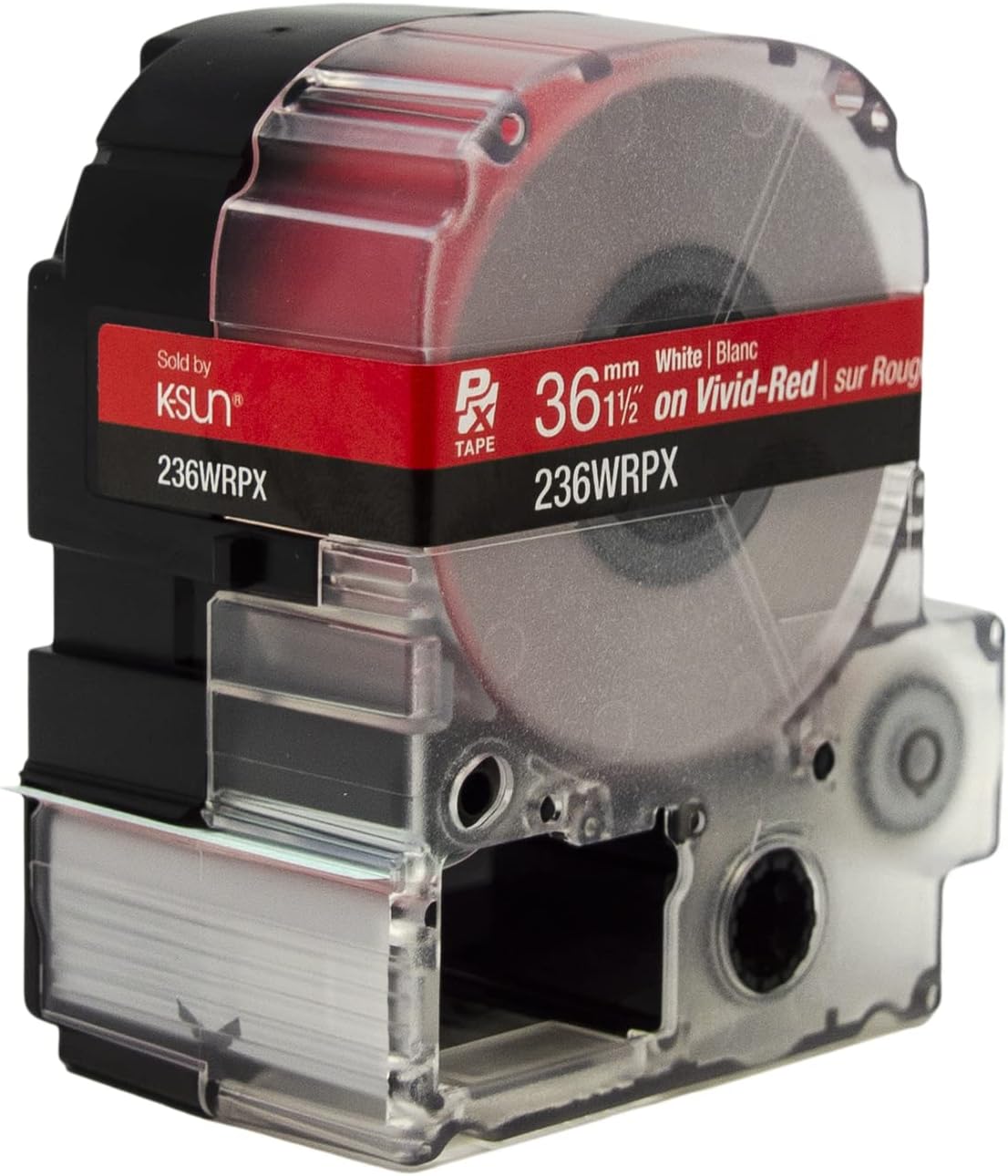 Epson LABELWORKS 236WRPX PET (Polyester) Tape Cartridge - White on Red Label Maker Tape - 1.5" (36MM) Wide, 30'