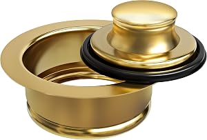 Sink Garbage Disposal Flange and Stopper, Universal Stainless Steel Flange, Fit for 3-1/2 Inch Standard Sink Drain Hole, Kitchen Sink Garbage Disposer Kit (Brushed Gold)