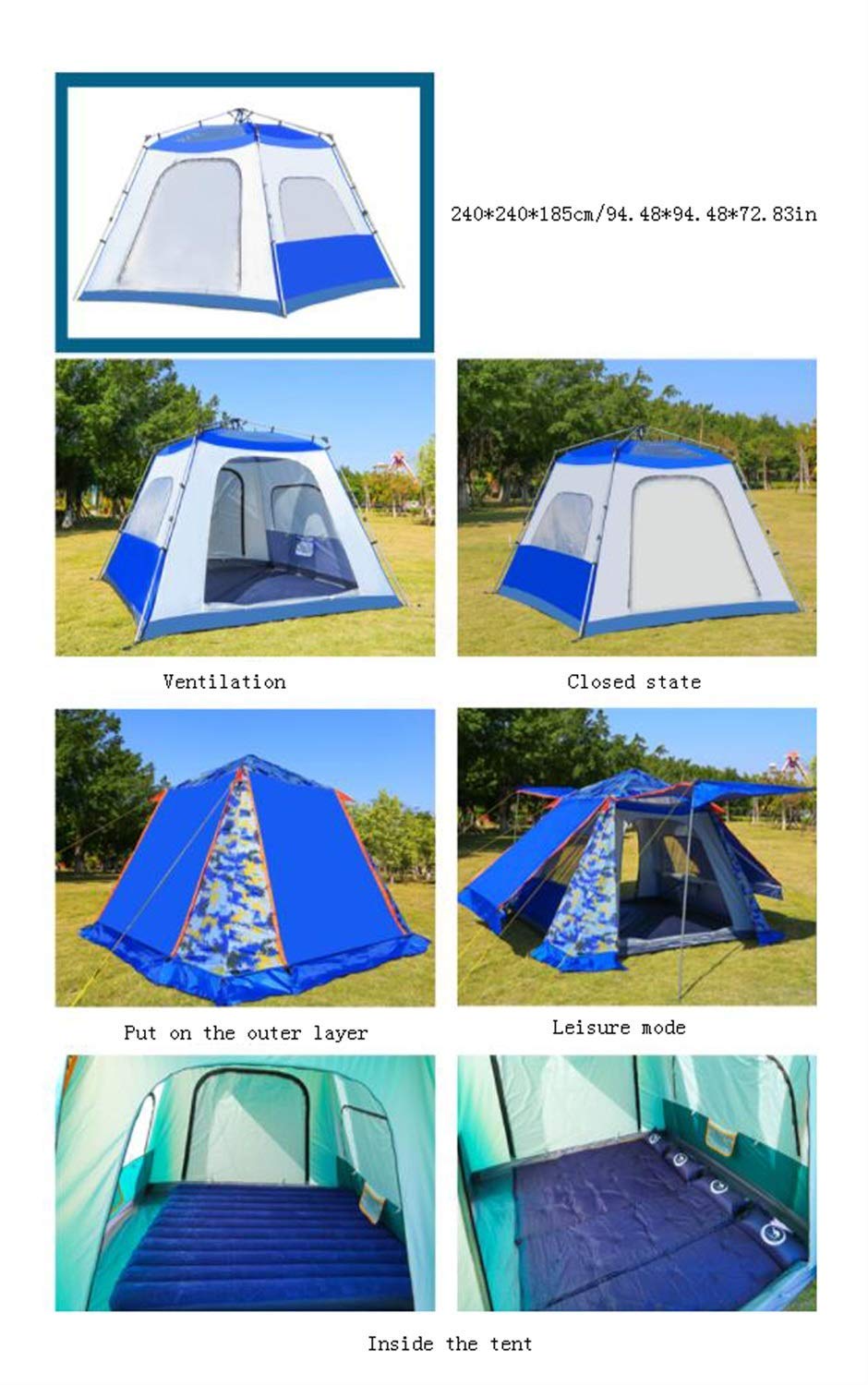 Amazon.co.jp: ZT-TTHG 全自動アウトドアキャンプテント、3-4人、二層