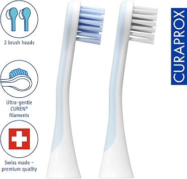 Curaprox Hydrosonic Brush Heads Sensitive Duo for Gentle Gum Care & Daily Cleaning | Sonic Toothbrush Replacement Heads, 2-Pack | Swiss Made