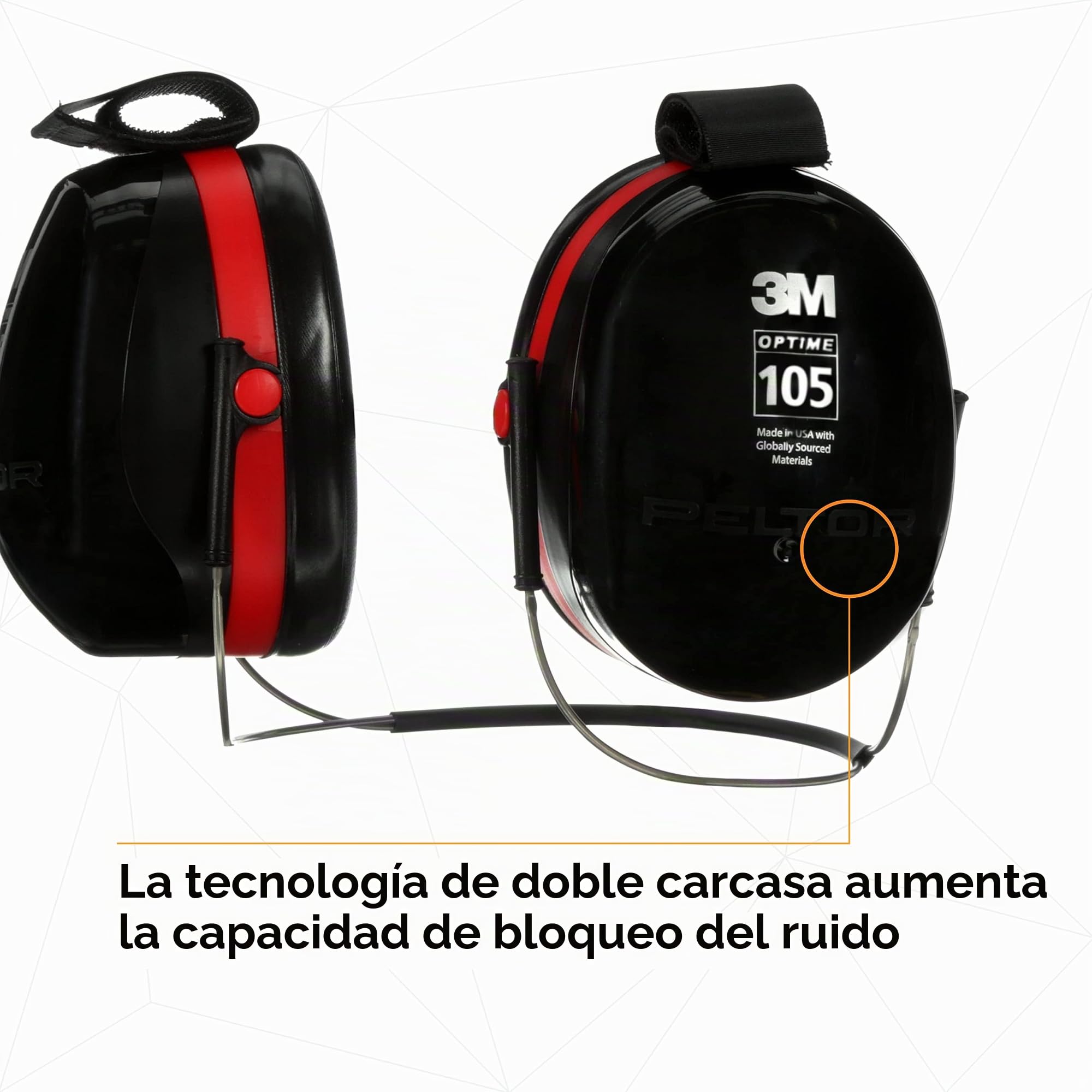3M Peltor Optime 105 - Orejeras con banda para el cuello, protectores de oído, protección auditiva, NRR 29 dB
