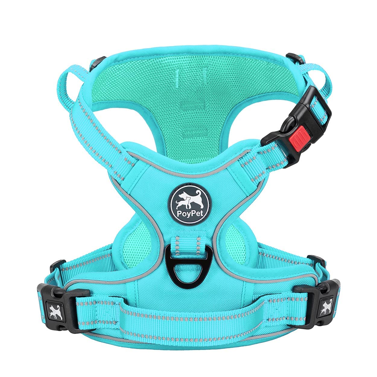 PoyPet Pettorina per Cani Nessuna Tirata, Pettorina Riflettente per Cani senza Choke, Pettorina Regolabile, Imbottitura Morbida e Comoda con Maniglia Easy Control per Cani da Piccoli a Grandi (Blu