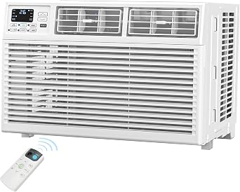 10,000 BTU Window Air Conditioner, Cools Up to 450 Sq.Ft., 6-in-1 Window AC Unit with Remote, 24H Timer, Energy Saving, Quiet Operation, Easy Install for Bedroom, Office