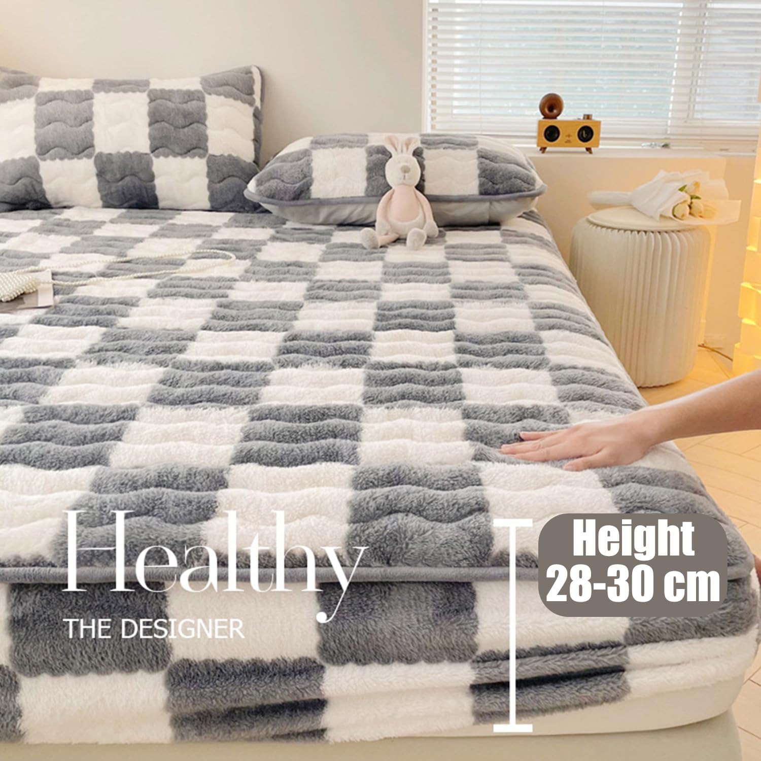 Velvet Fitted Sheet Thicken Warm Mattress Protector Luxury Non-Slip Bed Mattress Cover Deep Pocket 12In Mattress Pad Cover Velvet Plush Sheet Cover Washable,Black,90 * 200cm(Twin)