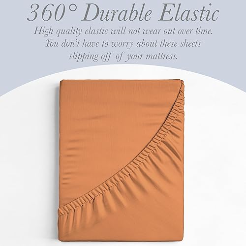 Miniatura 4 de Sacred Thread Juego de sábanas de rayón de 6 piezas de bambú, juego de ropa de cama y fundas de almohada con bolsillos profundos, ropa de cama