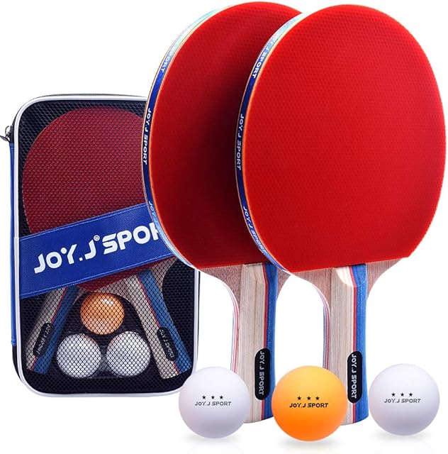 Table Tennis Bats, Pingpong Racket Set with 2 Bats and 3 Balls, TT Paddle for Home Indoor or Outdoor Play