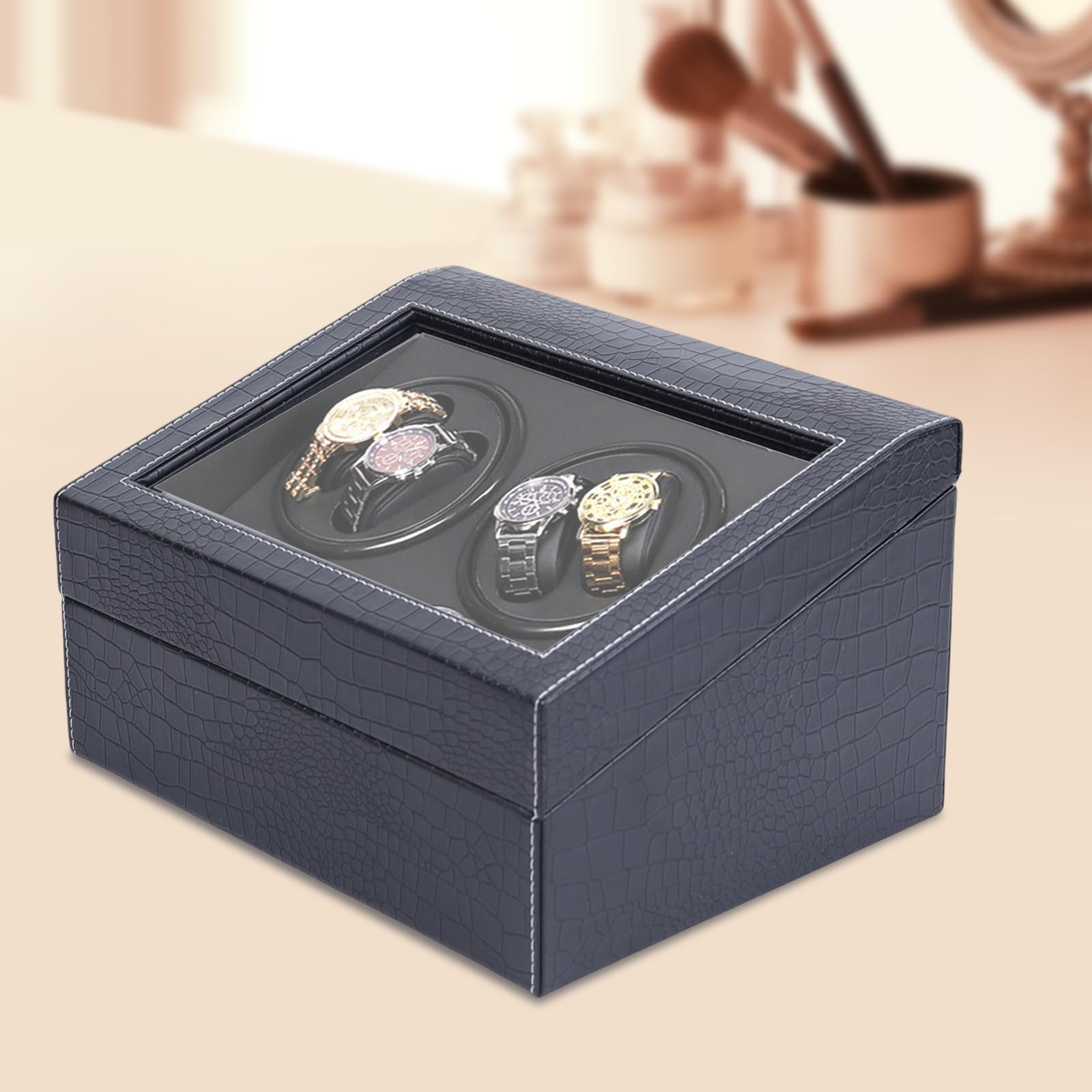 Automatik Uhrenbeweger | Uhrenbox | Uhrenkasten | Automatisch Drehbares | 4+6 Fächer | Watch Box | Transparentes Fenster | Für Automatikuhren, Schmuck