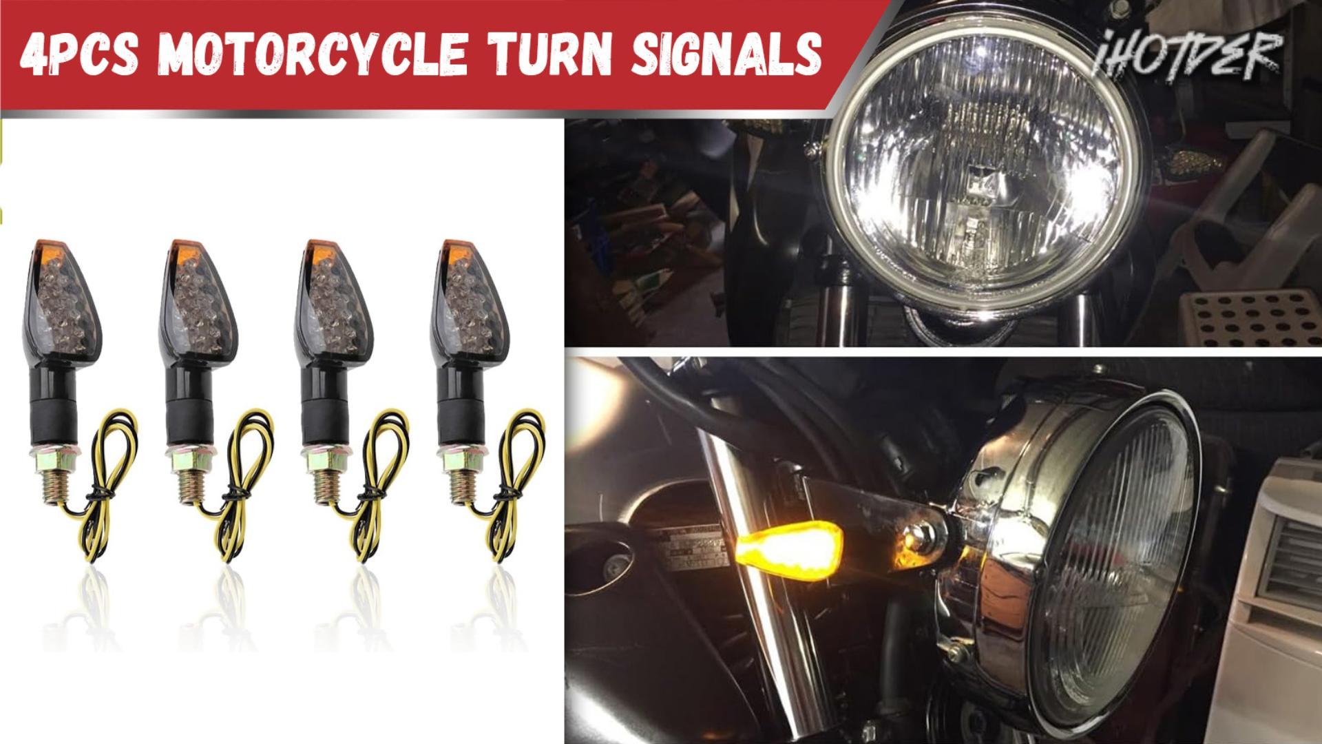 Amazon.com: 4PCS Motorcycle Turn Signals,14 LED Front+Rear