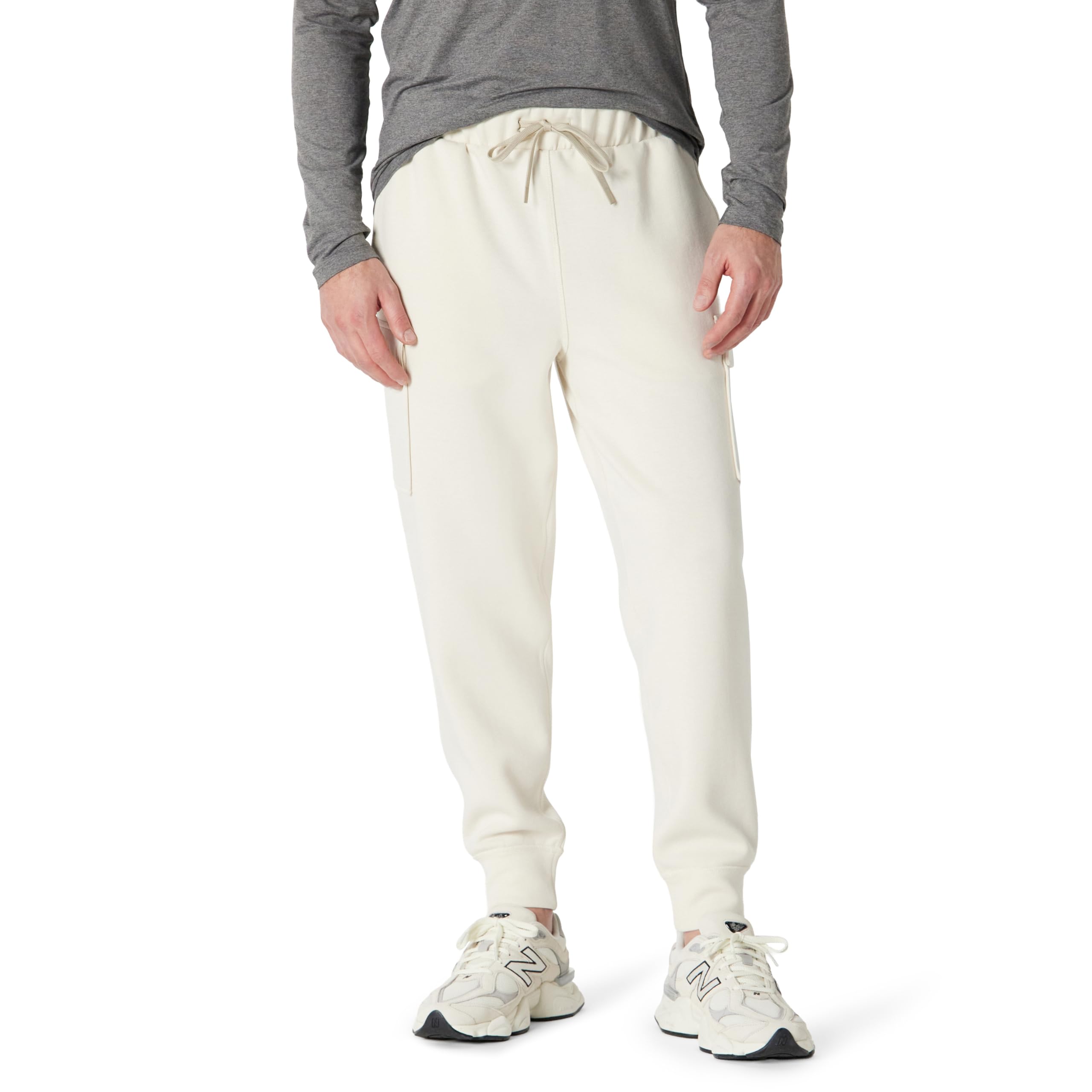 Amazon Essentials Men's Active Sweat Relaxed-Fit Cargo Joggers with Pockets, Light Beige, XXL