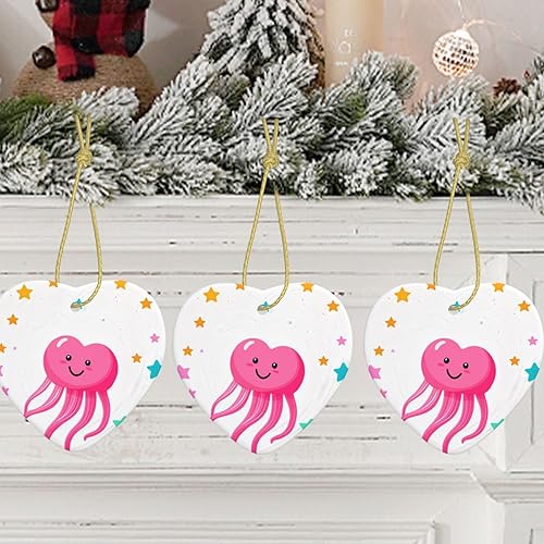 Miniatura 7 de Christmas Ceramic Love-Shaped Ornaments MSRHIUEF Heart-Shaped Jellyfish Pattern Christmas Tree Accessories for Shopping malls Windows