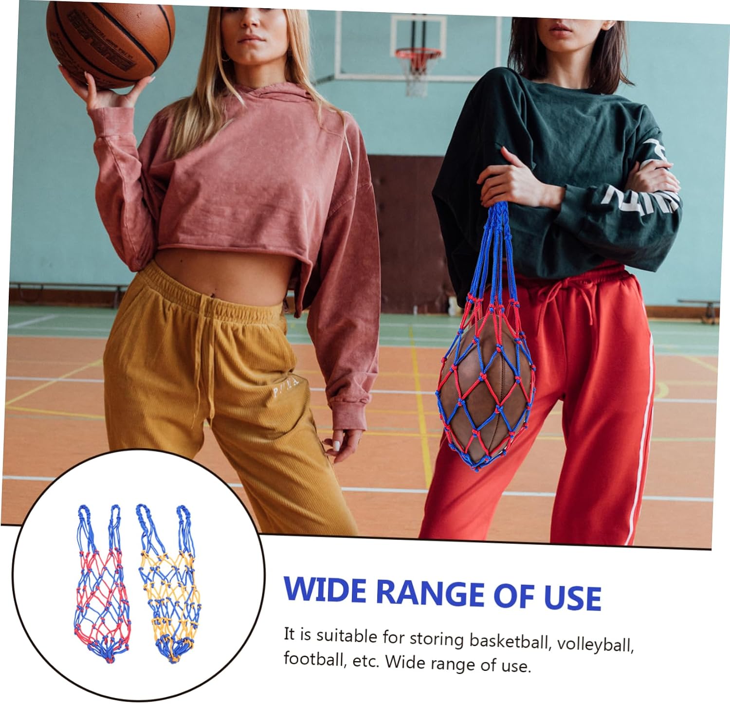 BESPORTBLE 2Pcs Basketball Football Volleyball Storage Bags Thickened Mesh Net Holders for School Sports Equipment and Training Institutions