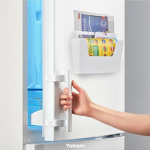 Miniatura 5 de YOHOM Soporte para archivos de pared sin perforación, organizador de revistas y correos de pared, soporte adhesivo para puerta, un solo bolsillo,