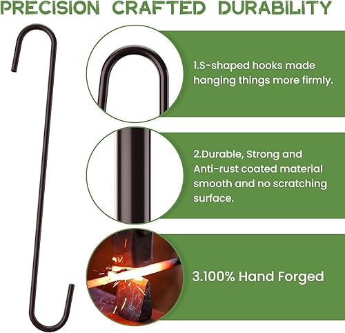Miniatura 5 de Paquete de 6 ganchos en forma de S resistentes, ganchos grandes de metal fuerte marrón para colgar plantas o artículos grandes como plantas en
