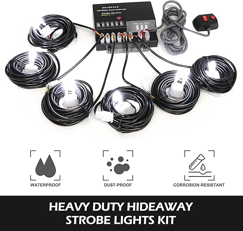 Miniatura 2 de Hideaway - Kit de luces estroboscópicas con 6 bombillas HID, 13 modos intermitentes, función de recuperación de memoria, cable de alimentación de 16
