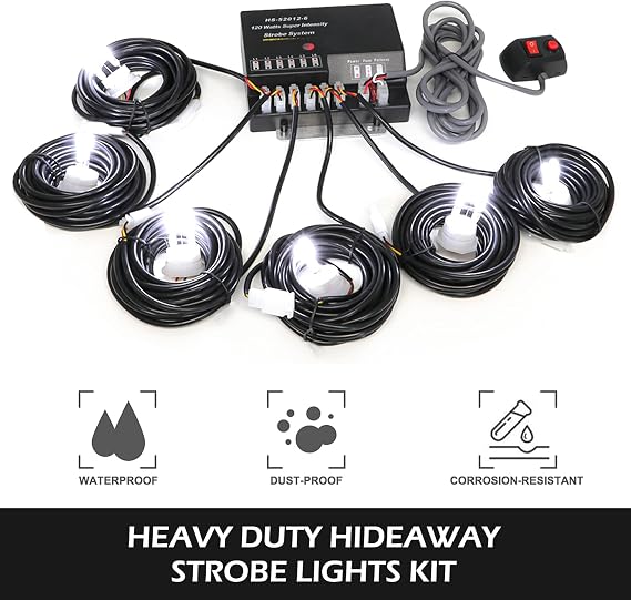 Hideaway Emergency Strobe Lights Kit 6 HID Bulbs White Clear 6PCS
