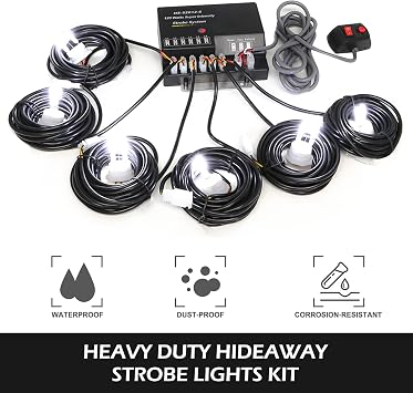 Hideaway Emergency Strobe Lights Kit 6 HID Bulbs White Clear 6PCS