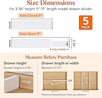 Vista 2 de Lifewit 5 Pack 2.36" High Drawer Dividers 28-43.5cm/11-17" Adjustable Drawer Organizer for Clothes/Utensils, Expandable Drawer Separator in