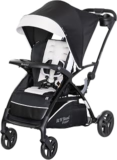 Baby Trend Sit N' Stand 5-in-1 Shopper Stroller - Lightweight Collapsible Double Stroller w/ Canopy, Storage, Cup Holders - Modern Khaki