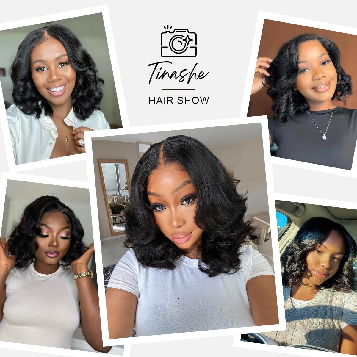 Tinashe Glueless Bob Wigs Human Hair Pre plucked Pre Cut Natural Black Loose Body Wave short Wig 5x6 Lace Pre-Bleached Knots HD Lace Front Wigs Human Hair for Black Women -12inch - Image 5