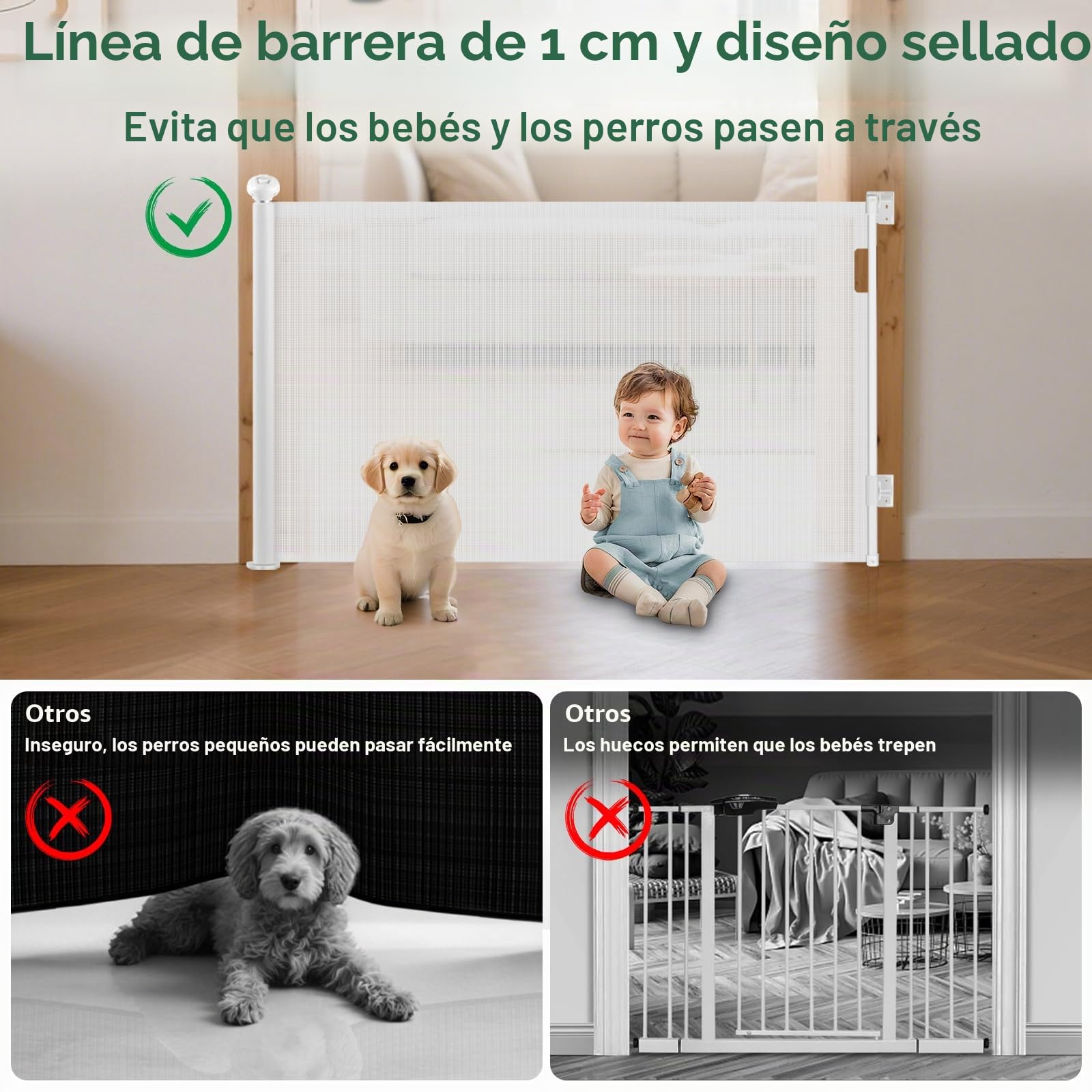 Ycozy Puerta Seguridad Bebé Extensibles 300cm Barrera Seguridad Niños Escalera Retráctil para Escaleras, Pasillos, Interiores y Exteriores